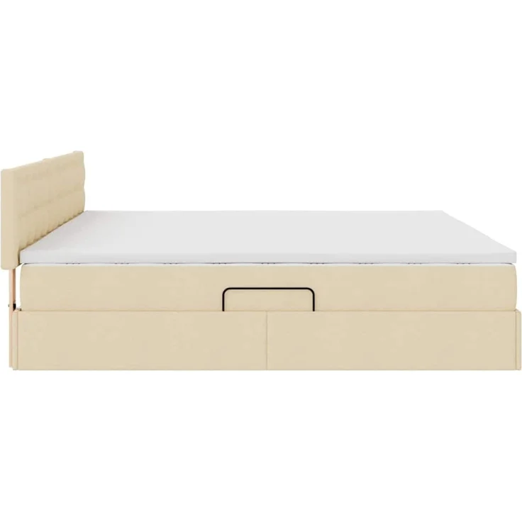 vidaXL LED-Speicherbett mit Matratze Creme 200 x 200 cm Stoff 3371296 – Bild 11