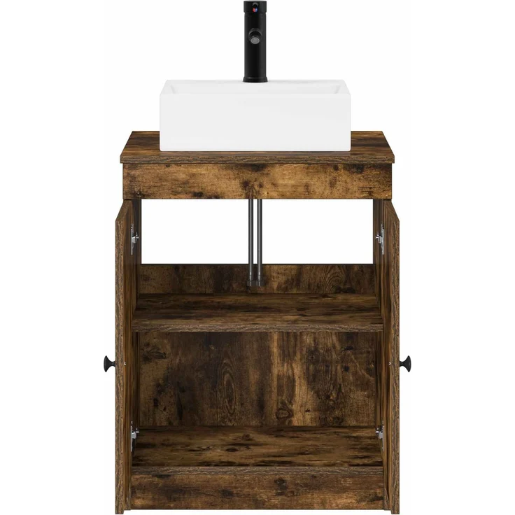 vidaXL Waschbeckenschrank Geräucherte Eiche 54 x 41 x 99,5 cm 3404254 – Bild 3