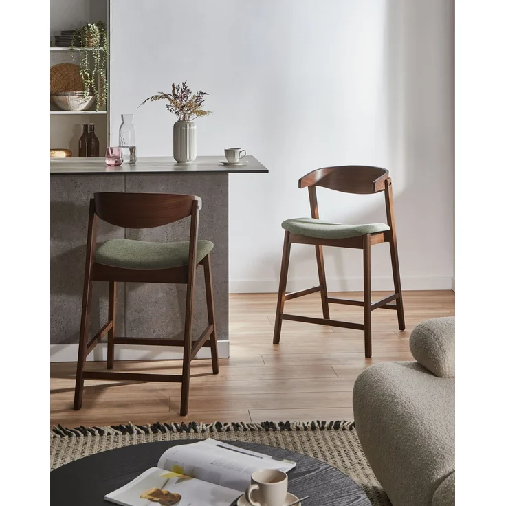 Set mit 2 Barstühlen LILLY Dunkelbraun Grün – Bild 3