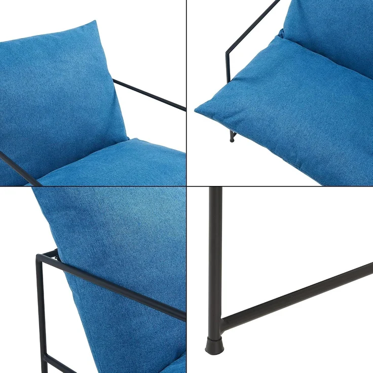 Sessel Utsjoki 90x61x70 cm Schwarz/Blau [en. casa] – Bild 8