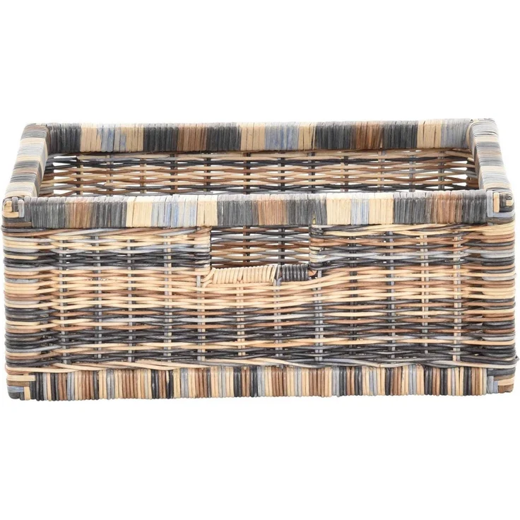 Krines Home Regalkorb 2er Set Regalkorb Aufbewahrungskorb Korb geflochten Rattan Korbset (2-teiliges Set), ca. 43 x 32 x 17,5 cm Aufbewahrung Regal Schrankkorb – Bild 4