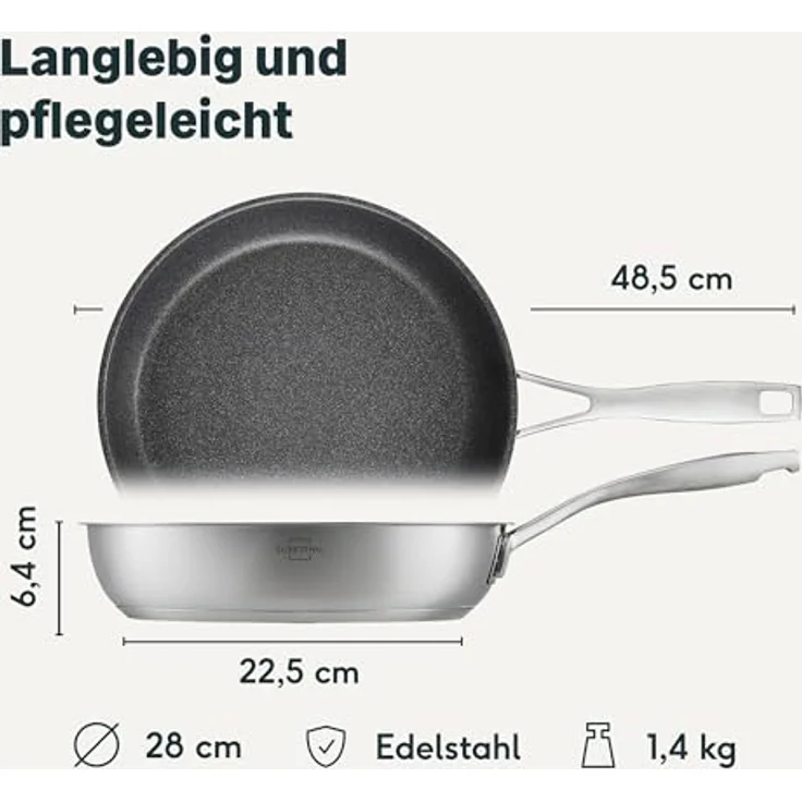 SILBERTHAL Bratpfanne Induktion 28 cm - Beschichtete Pfanne - Edelstahl - Für alle Herdarten und Ofenfest – Bild 8