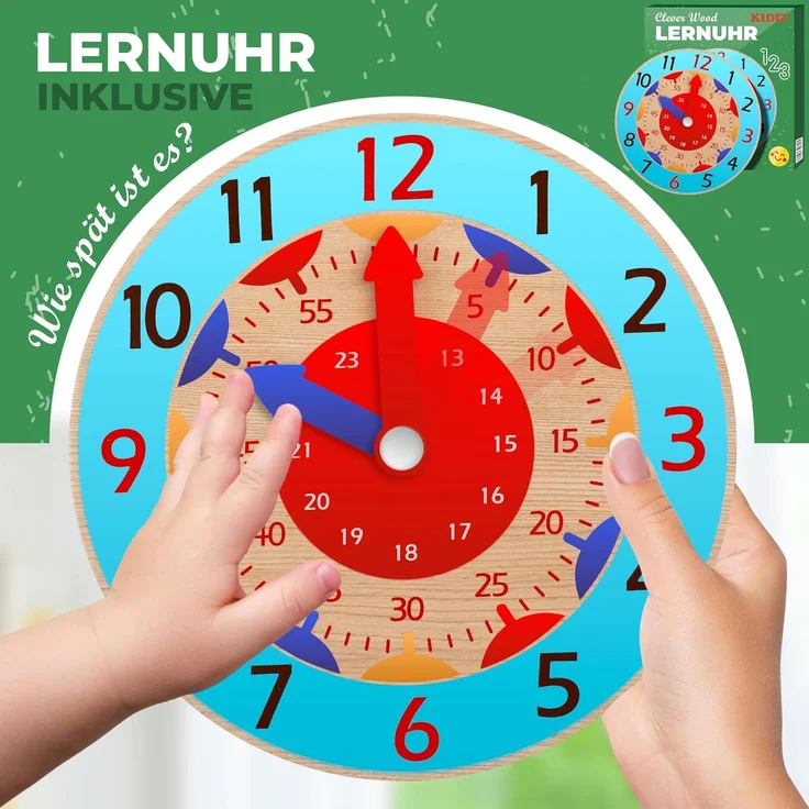 KIDIZ® Lernturm für Kinder ab 1 Jahr inkl. Lernuhr | 3-stufig Höhenverstellbarer Tritthocker aus Kiefernholz | spielerisch motorische Fähigkeiten fördern Montessori Learning Tower bis 50 kg belastbar Anthrazit / Hellbraun – Bild 9