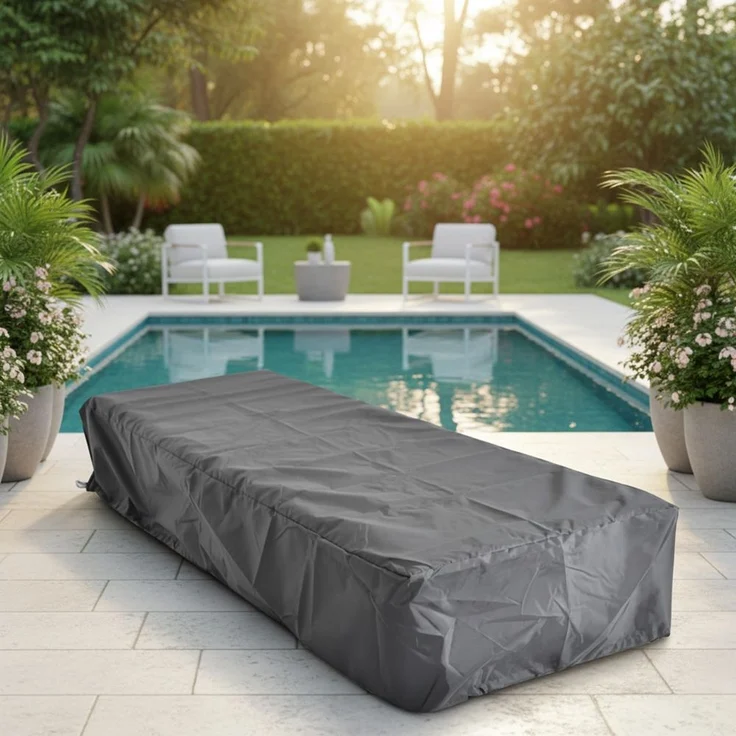 Schutzhülle 210x67x30 Schwarz Gartenmöbel Rattan Abdeckung Plane Haube Wetter – Bild 1