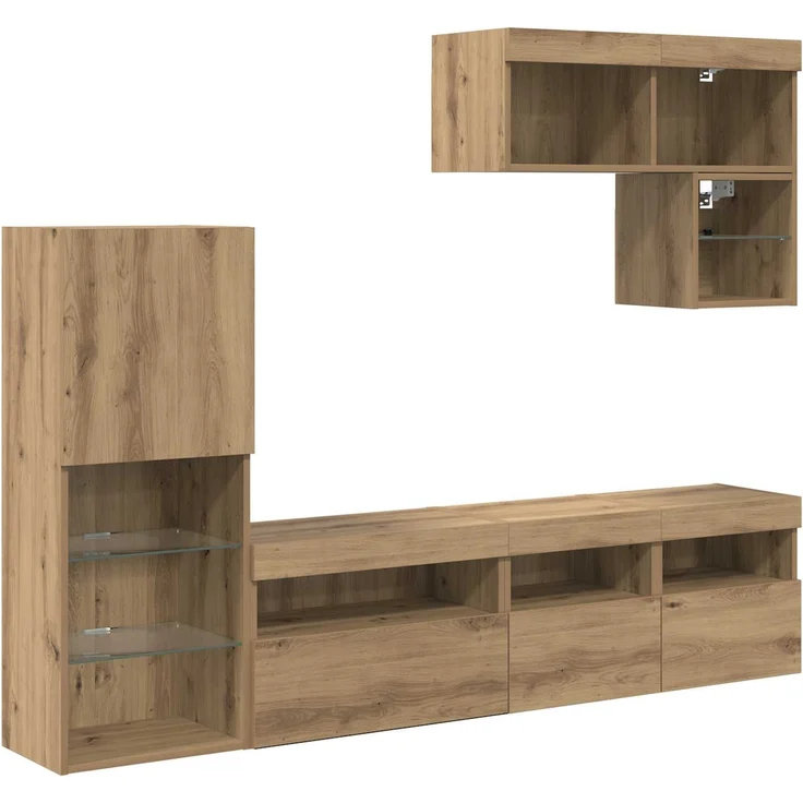 vidaXL TV-Wandgeräte Wandmontiert 6 pcs Artisan-Eiche Holzwerkstoff 3402975 – Bild 1