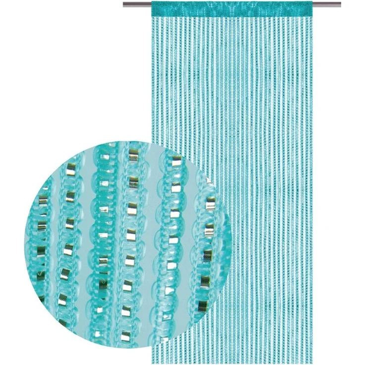 Arsvita Fadenvorhang Metallik-Optik mit Stangendurchzug, Türvorhang 140x250cm (Türkis) – Bild 2