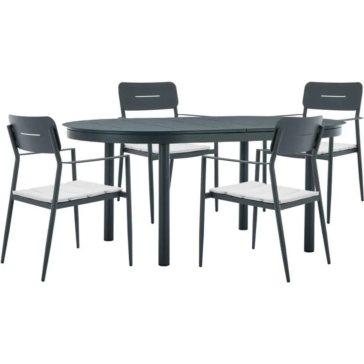 Vente-unique - LOTTYS Gartenessgruppe Metall Grau - B 56 cm99 cm x H 86 cm75 cm x L 56 cm220 cm170 cm – Bild 2