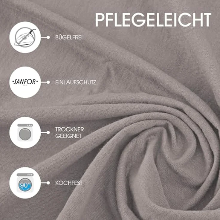 CelinaTex Jersey Spannbettlaken Lucina Doppelpack 90x200-100x200 cm dunkel grau 100% Baumwolle gekämmt bis 26cm Matratzenhöhe Oeko-TEX – Bild 6