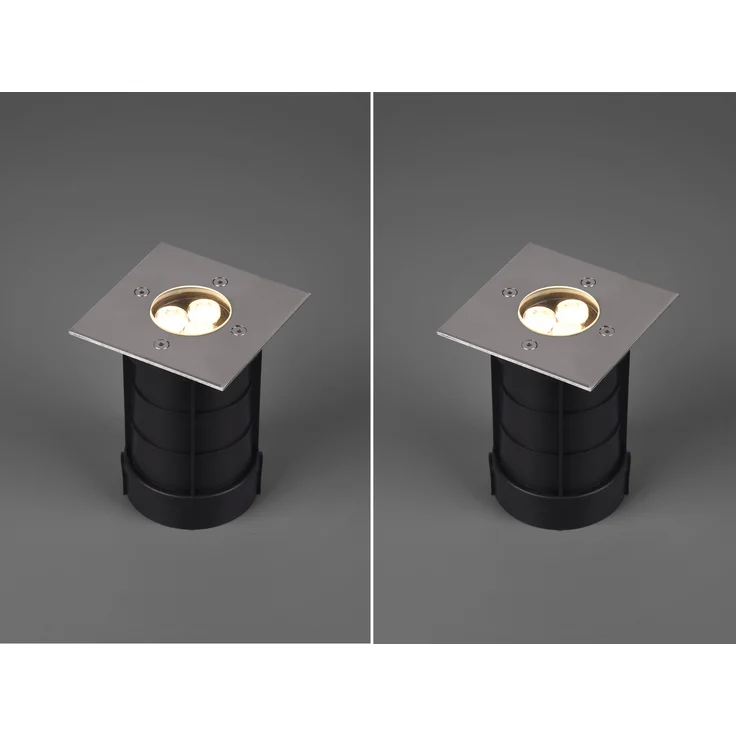 LED Bodeneinbauspot eckig 2er Set Edelstahl 11cm IP65 Bodenstrahler für Einfahrt – Bild 3