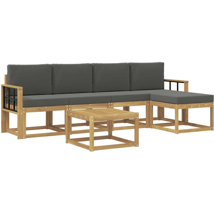 vidaXL Outdoor-Sofagarnitur 6 stk. 5-Sitzer Weiß und Anthrazit 3387536 – Bild 2