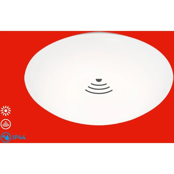 BRILONER Leuchten LED Deckenlampe mit Bewegungsmelder, Deckenleuchte mit Tageslichtsensor, IP44 Spritzwasserschutz. Neutralweißes Licht, Ø27,8 cm