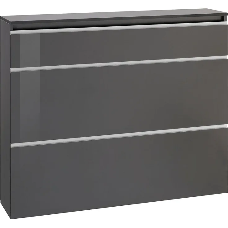 Schuhschrank >Magione< in Anthrazit Hochglanz - 120x108x26.5cm (BxHxT)
