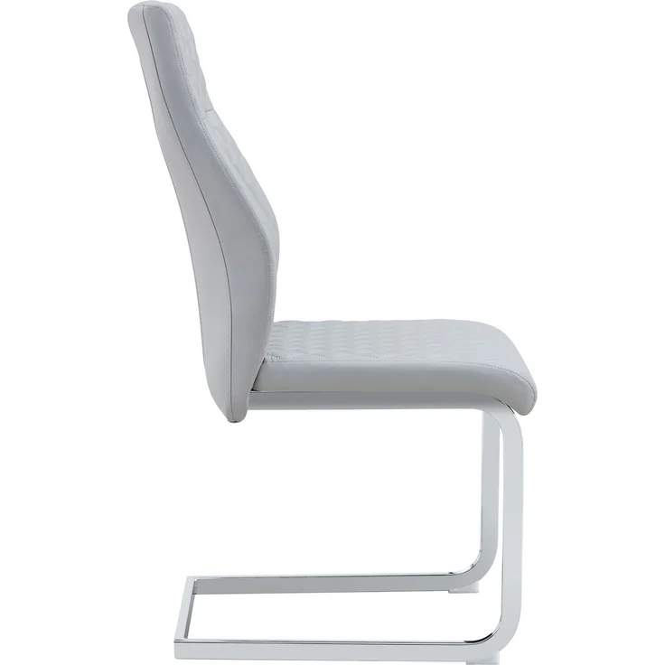 Esszimmerstuhl im Rautenmuster, PU-Lederoptik, 2er-Set, H 100 x T 43 x B 63 cm, hellgrau/silber – Bild 10