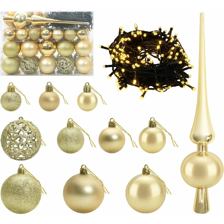vidaXL Künstlicher Weihnachtsbaum mit Weihnachtskugeln 150 cm 150 LEDs 3465732 – Bild 6