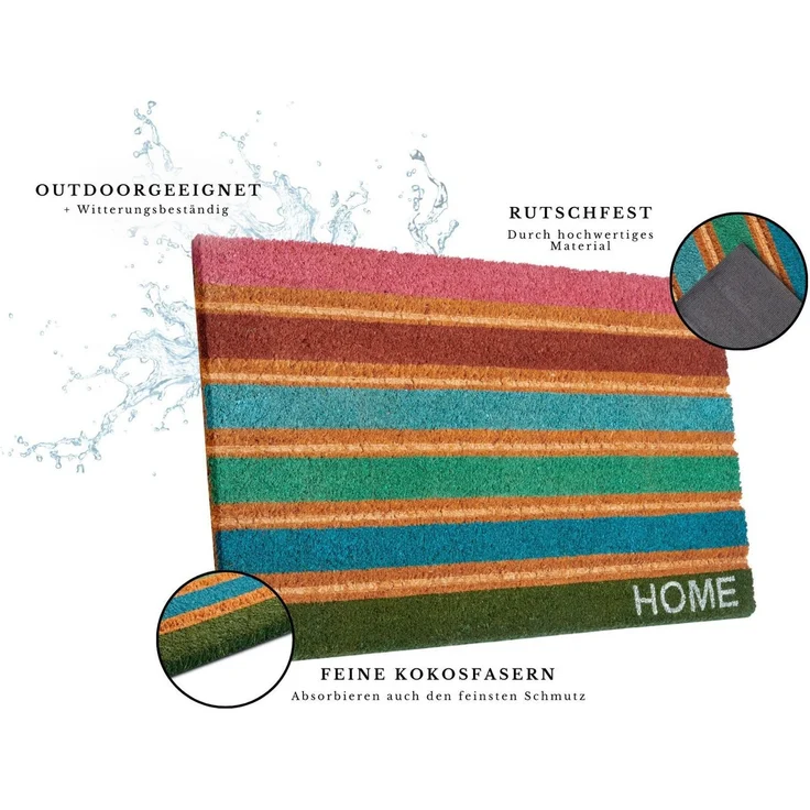HANSE Home Fußmatte Mix Mats Kokos Colorful Stripes, Türmatte, rechteckig, Höhe: 15 mm, Strapazierfähig, pflegeleicht, robust, wetterfest, UV-beständig – Bild 2