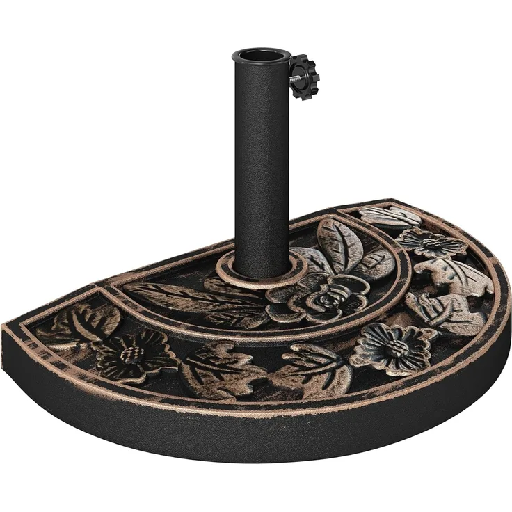 Outsunny Sonnenschirmständer aus Edelstahl Schirmständer mit Griffe, halbrund Schirmhalter, Schirmgewichtfür Sonnenschirm Ø3,8-Ø4,8 cm, für Balkon, Terasse, Garten, Bronze