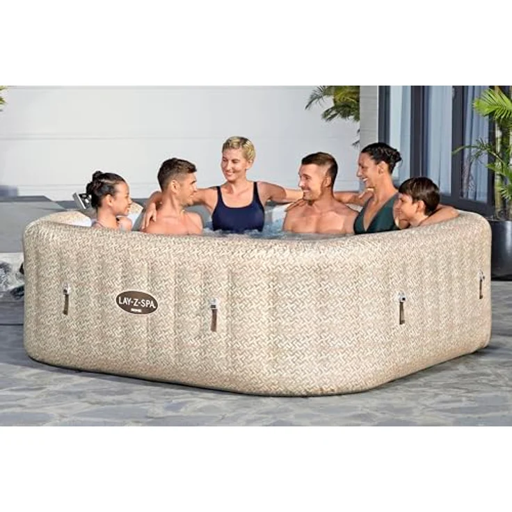 Bestway LAY-Z-SPA® Energiespar-Whirlpool Rome AirJet™ für 7 Personen, 201 x 201 x 71 cm, mit App-Steuerung, integrierter UltraFit™-Pumpeneinheit und Sandmarmor-Optik – Bild 2