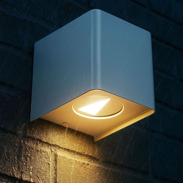 LED Außen-Wandleuchte, weiß, Down-Strahler, H 11,5 cm – Bild 5