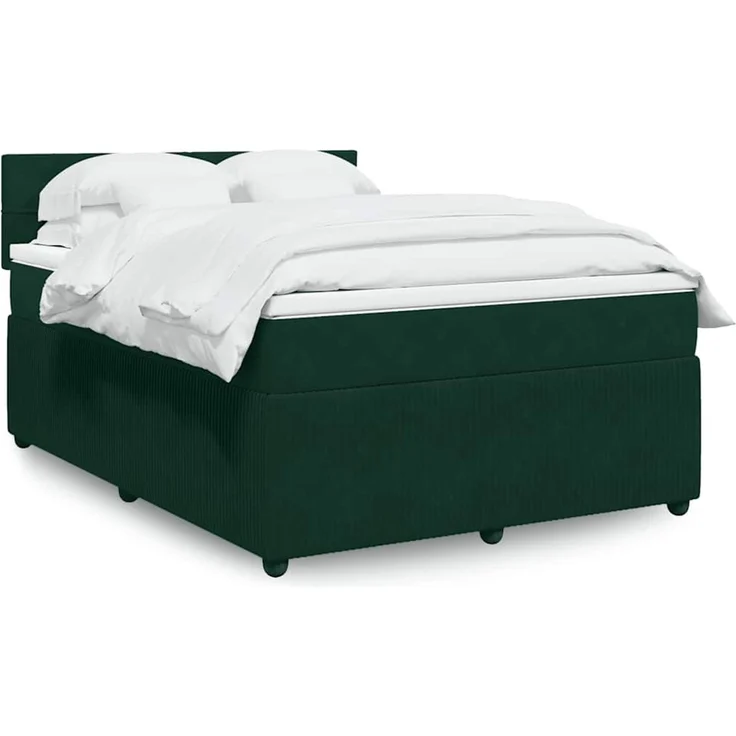 vidaXL Boxspringbett mit Matratze Dunkelgrün 160x200 cm Samt 3287785 – Bild 1