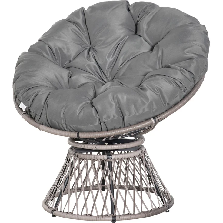 MELAYR, Papasansessel Korbsessel Sessel mit Polster 360 Grad Rattan Grau B87 x T97 x H86, 87 x 97 x 86 cm – Bild 2