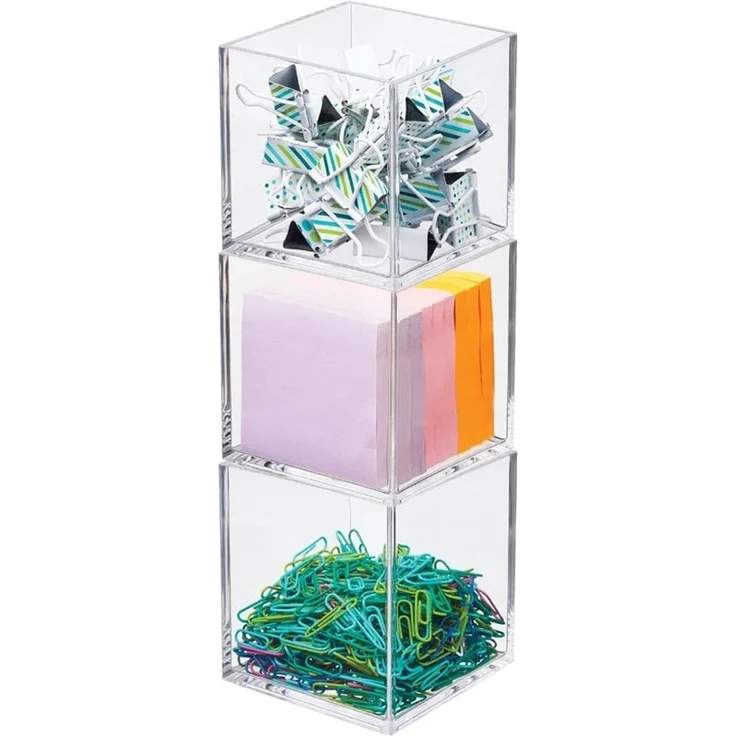 mDesign Schreibtisch Organizer Aufbewahrung Ablage Ordnung 3er-Set Transparent – Bild 9