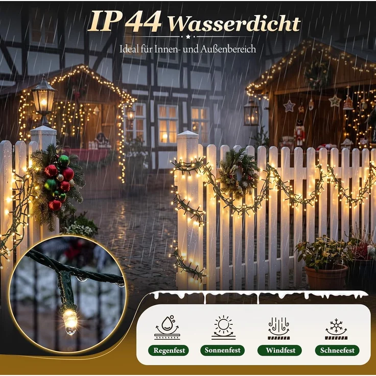 SALCAR 26m 360er LED Lichterkette Weihnachtsbaum (23m Lichterkette + 3m Stromkabel) Warmweiß – Bild 3