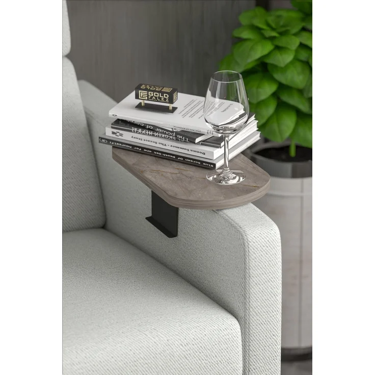 Verstellbarer Sofa-Arm Beistelltisch 70 x 60 cm Spanplatte Grau 89321759 [en. casa] – Bild 4