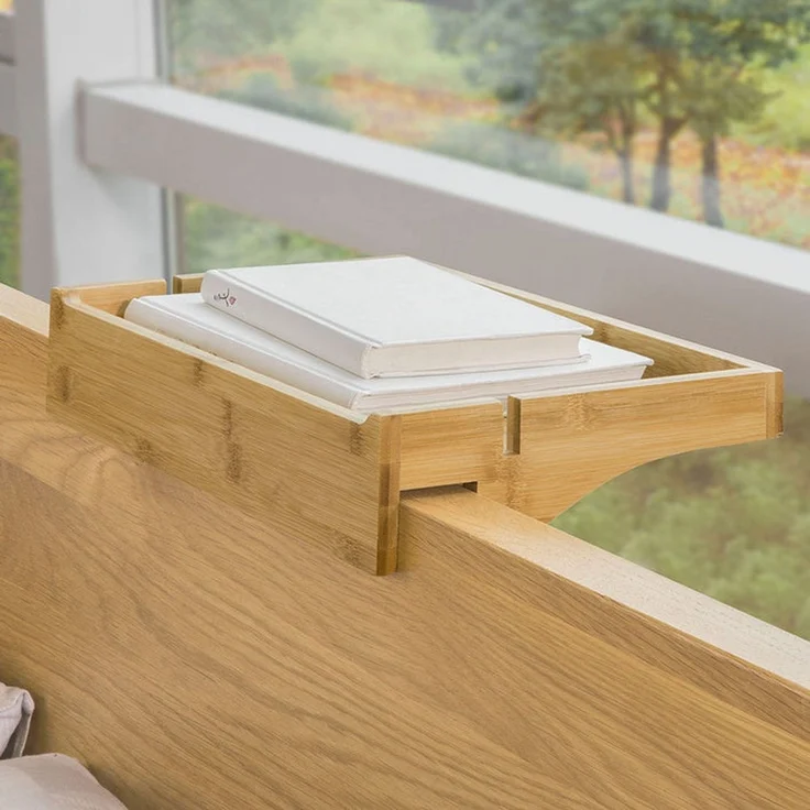 SoBuy NKD01-N Bettablage, Massivholz, Lackiert, Bambus, 36 x 9 x 25 cm – Bild 7