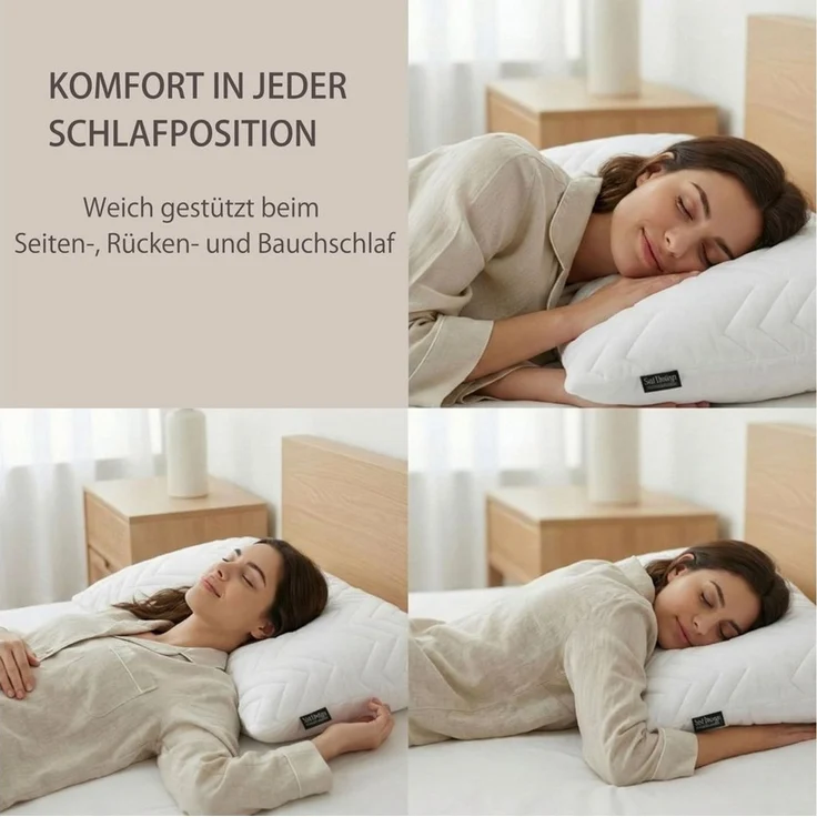 SEI Design Microfaserkissen Kopfkissen Kissen Zierkissen Sofakissen Nackenstützkissen 50x70, Füllung: 100% Mikrofaser, Seitenschläfer, Rückenschläfer, Bauchschläfer, 2-er SET, Schlafkissen gesteppt mit Reißverschluss Kochfest 95° – Bild 4