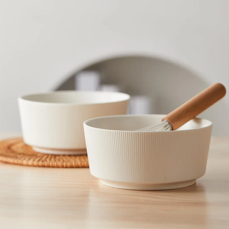 JIWOO Schüssel 4er Ø15.2cm, Müslischüssel Suppenschüssel Salatschüssel Dessertschale, Keramik, (Schüsselset, 4-tlg), Hochwertiges Schüsseln Weiß Mikrowellen spülmaschinenfest Ø15,2cm – Bild 4