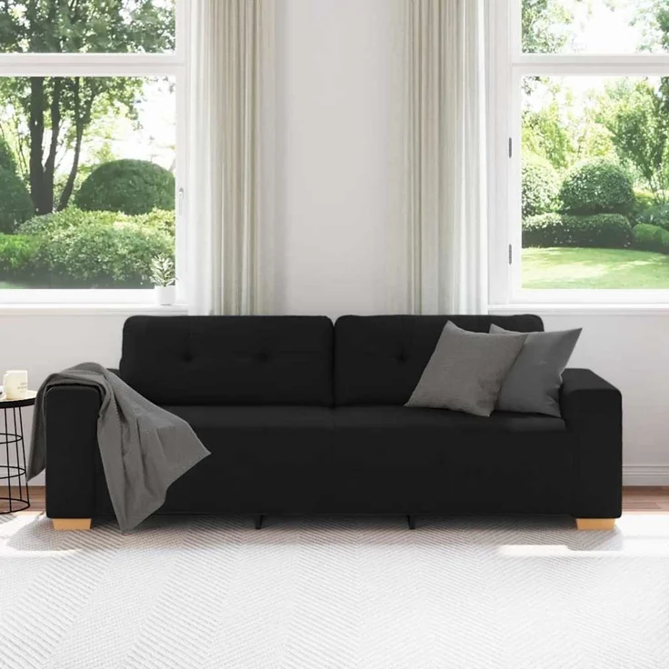 vidaXL 3-Sitzer-Sofa Schwarz 220x78x80 cm Stoff 4105090 – Bild 3
