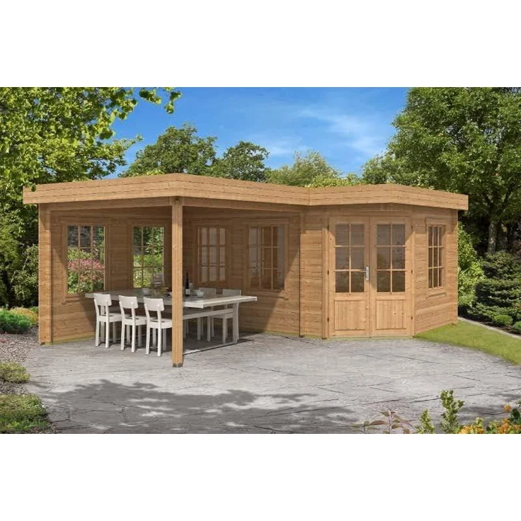 Alpholz Holz 5-Eck Gartenhaus Pepe | Natur | 462x618x236 cm – Bild 6