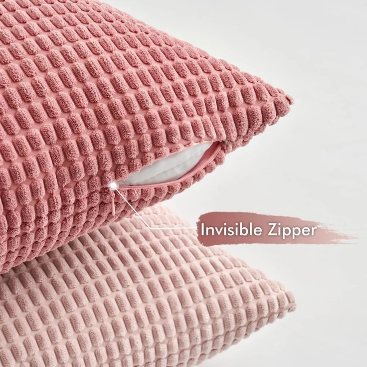 MIULEE 4er Set Kissenbezug Dekorative Kordsamt Sofakissen 40x40cm Rosa – Bild 2