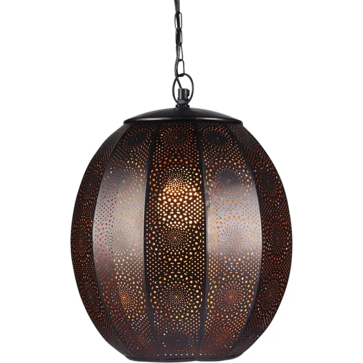 Marrakesch Orient & Mediterran Interior Deckenleuchte Konoos Schwarz, Orientalische Pendelleuchte aus Metall 35cm