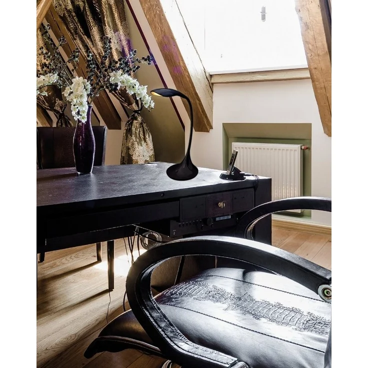 näve LED Tischleuchte Alf, Dimmfunktion, mehrere Helligkeitsstufen, LED fest integriert, Warmweiß, Dimmbar, incl. Trafo, Toufunktion, schwarz, Höhe flexibel bis 37,5cm – Bild 2