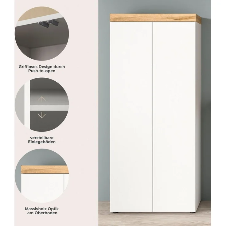 OTTO home Schuhschrank MAMBO, TOPSELLER!, Höhe 179cm, stehend & hängend, push-2-open (1-St, 2 farbige Ausführung) Schuhschrank, Schuhkommode, Flur, Diele – Bild 3