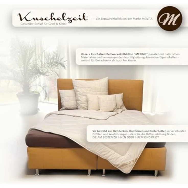 Meivita Naturhaarbettdecke Merino Schafschurwolle Sommerdecke, Füllung: 100% Wolle, Bezug: 100% Baumwolle, Bettdecke Hergestellt in Deutschland – Bild 3