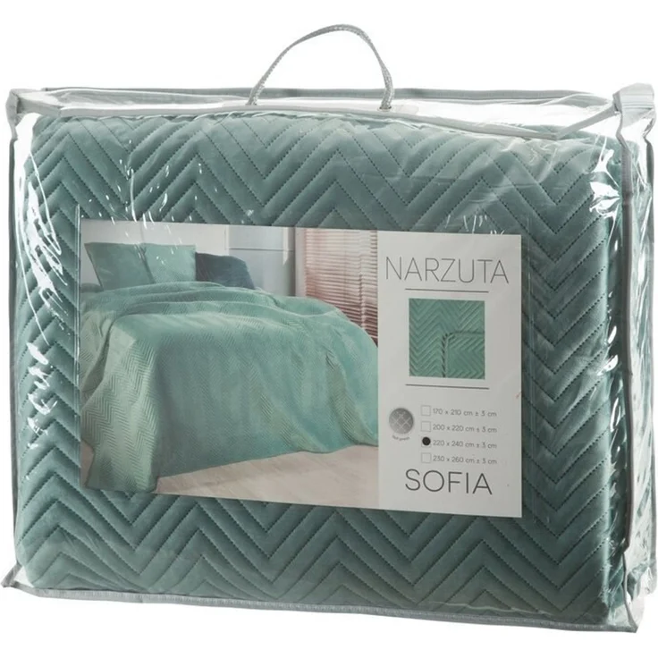 Tagesdecke Velours Samtdecke Gesteppt Steppdecke Klassische Decke SOFIA minze 70x160 cm minze – Bild 2