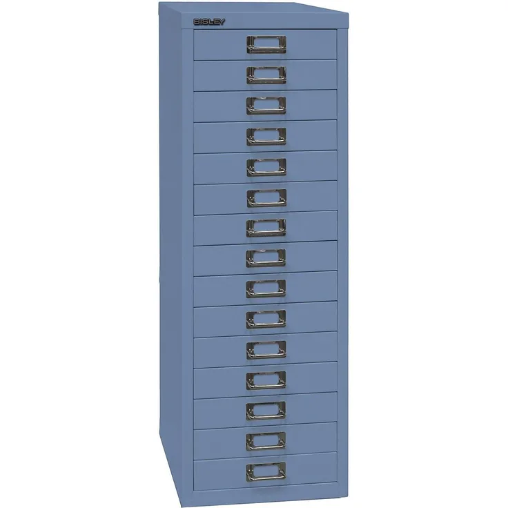 Bisley MultiDrawer, 39er Serie, DIN A4, 15 Schubladen, Metall, 605 Blau, 38 x 27. 9 x 86 cm