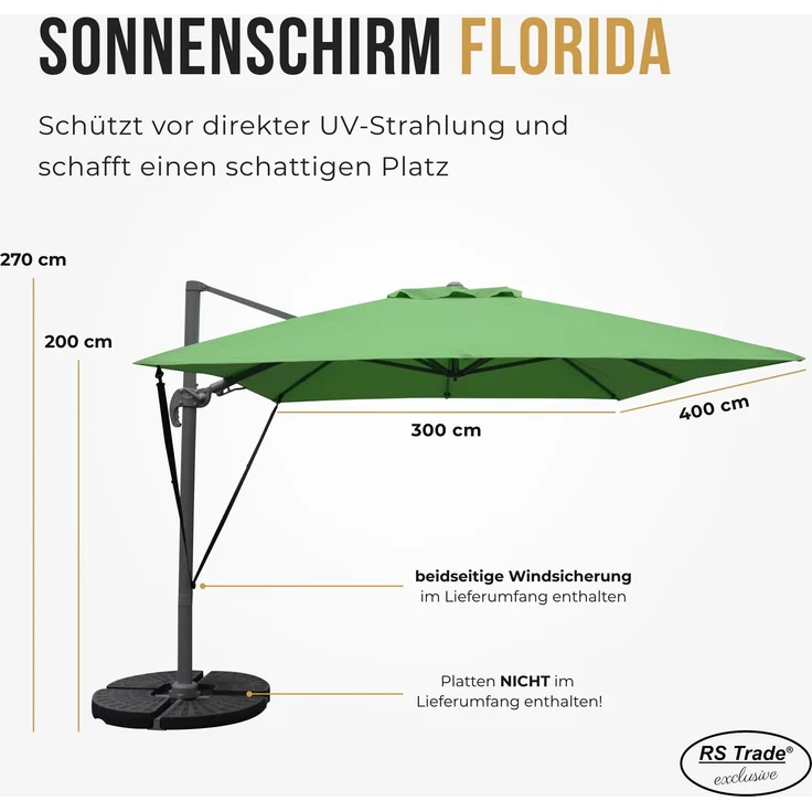 Sonnenschirm grün 3 x 4 Meter – Bild 2