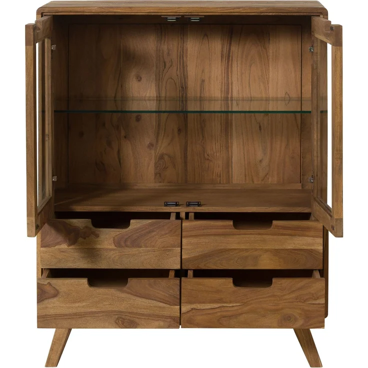 Highboard Sheesham 90 x 40 x 110 natur sandgestrahlt lackiert MALMÖ 2 #213 – Bild 2