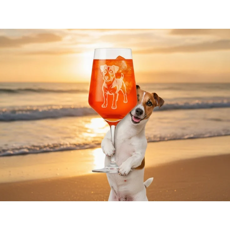 eXODA Weinglas Exoda Weinglas Jack Russel mit Gravur spülmaschinenfest, 1-tlg, Glas, Hund mit Leine – Bild 4