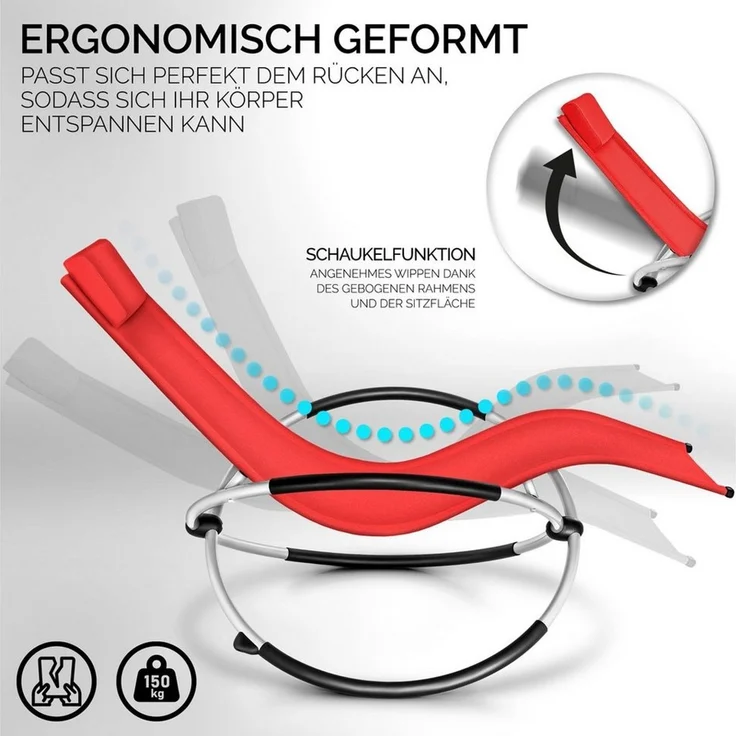 tillvex Gartenliege Relaxliege Gartenliege, Liegestuhl wetterfest Schwungliege 180 kg Belastung Gartenstuhl – Bild 2
