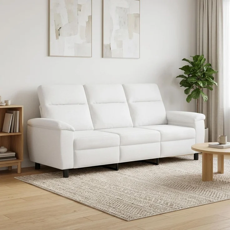 vidaXL Sofa Weiß 214 x 90 x 95 cm Stoff 42040975 – Bild 1