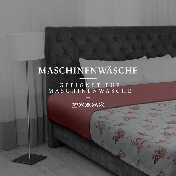 Tagesdecke (Rosella) 220x240 cm mit wattierter Zwischenlage, Bettüberwurf - Überwurfdecke, Sommerdecke gesteppt - Steppdecke, Wendedecke – Bild 6