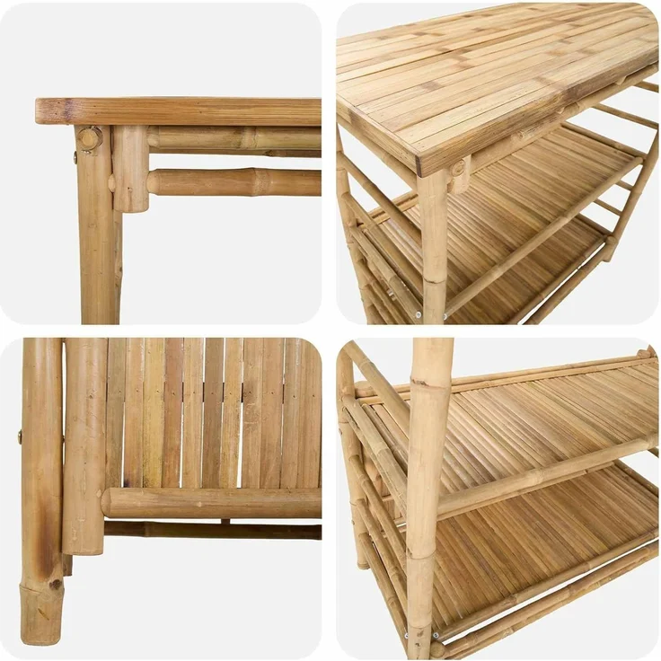 vidaXL Outdoor Bartisch Natur 110 x 50 x 105 cm Bambus 42028063 – Bild 6
