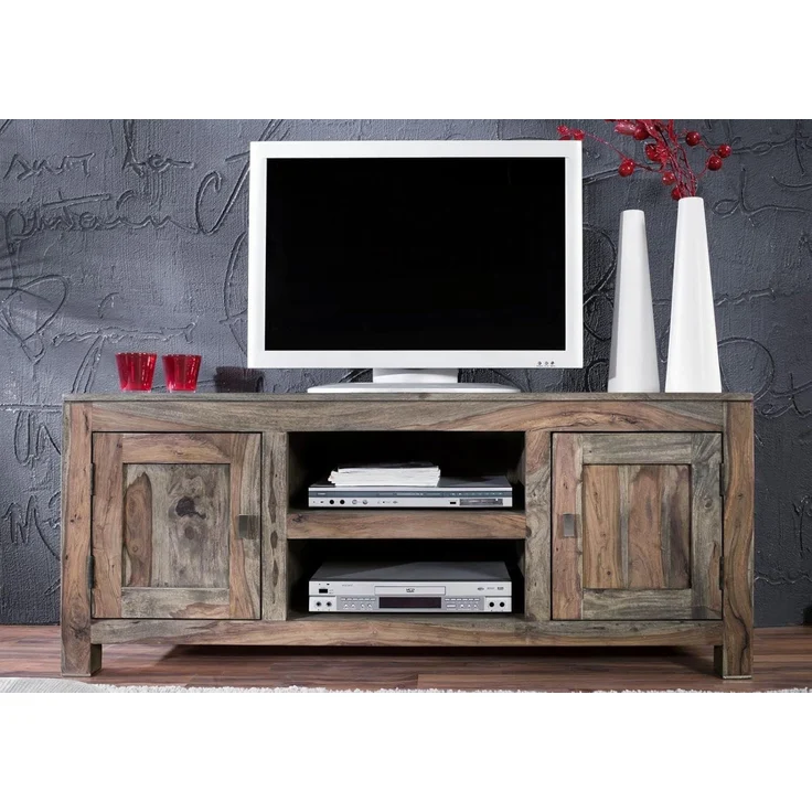 Massivmoebel24 TV-Board (TV-Board Sheesham 145x45x60 grau geölt NATURE GREY #41) – Bild 2