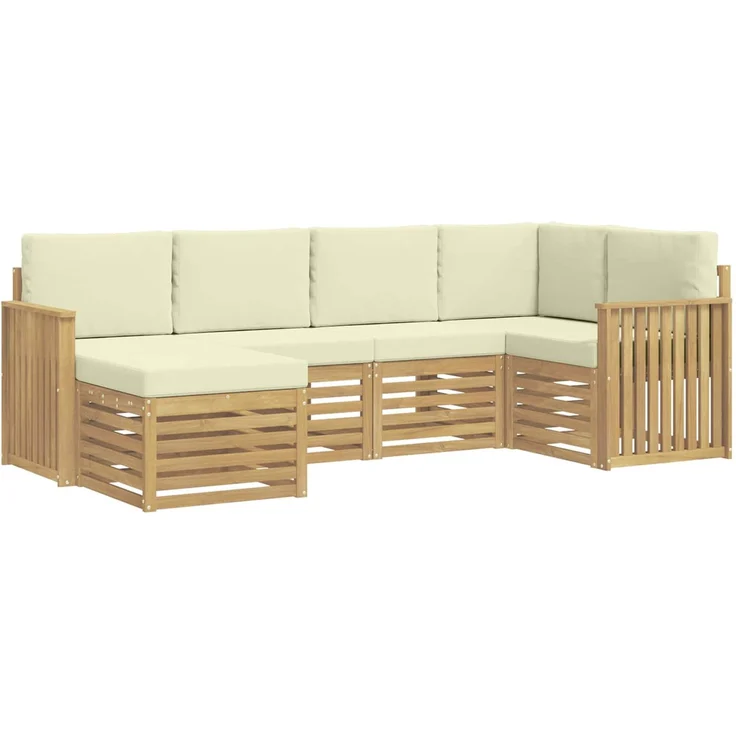 vidaXL Outdoor-Sofagarnitur 6 stk. 5-Sitzer Weiß und Creme Polyester 3392110 – Bild 2