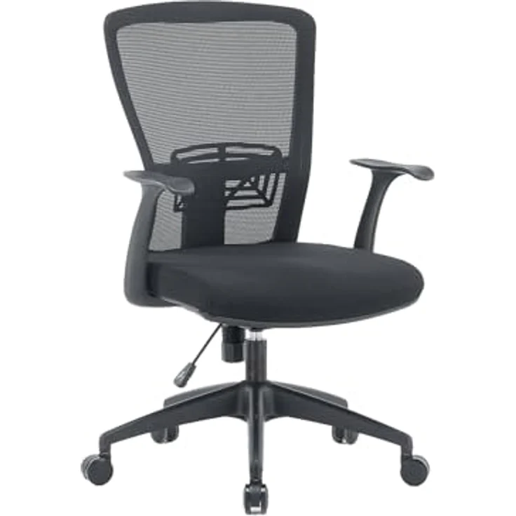 Dmora Drehstuhl Barzio, Schwarz, Verstellbar, Gepolstert, 5 Rollen – Bild 3