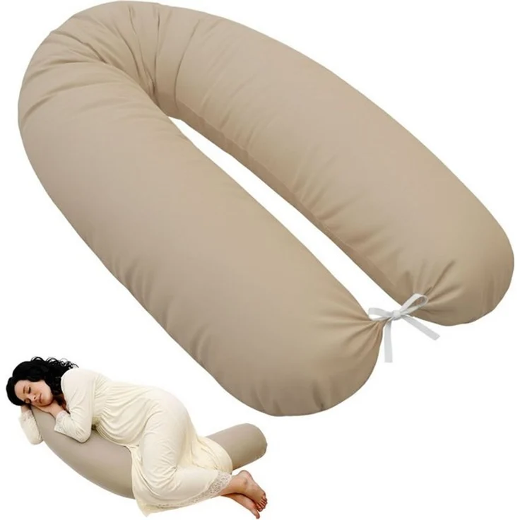 EMI & SAM Stillkissen Seitenschläferkissen 170cm Baumwolle Lagerungskissen, 170_EPS_Beige – Bild 4